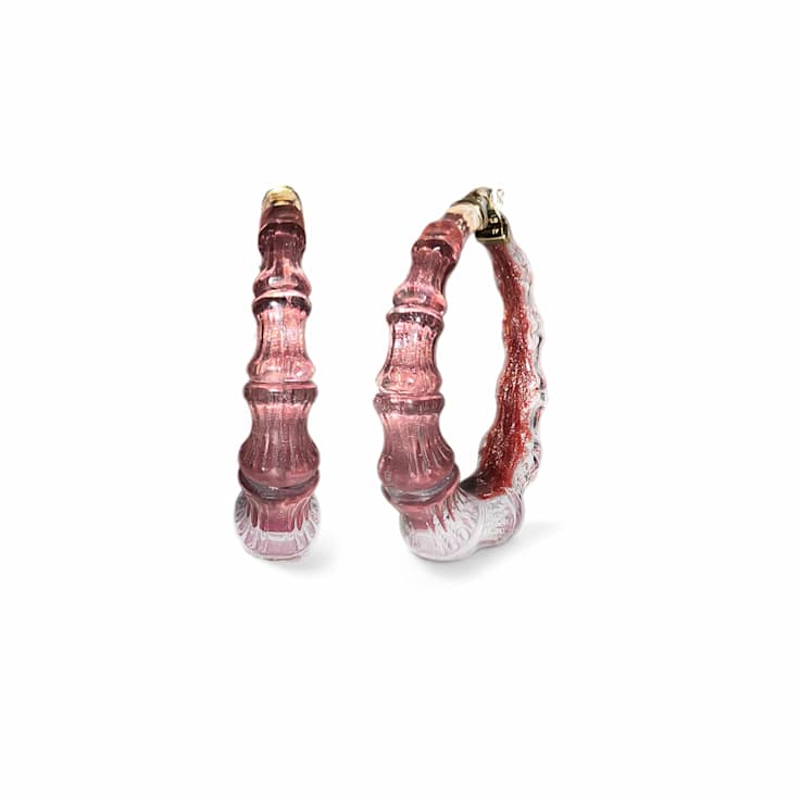 14K Yellow Gold Over Sterling Silver Acrylic and Hand Painted Enamel
Bamboo Illusion Hoops in Cocoa