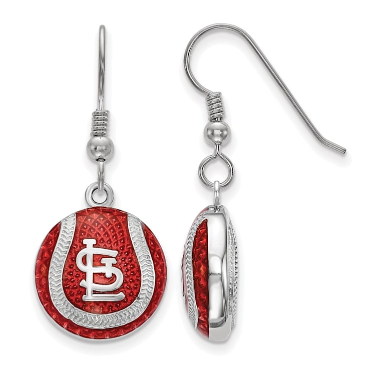 Rhodium Over Sterling Silver MLB LogoArt St. Louis Cardinals