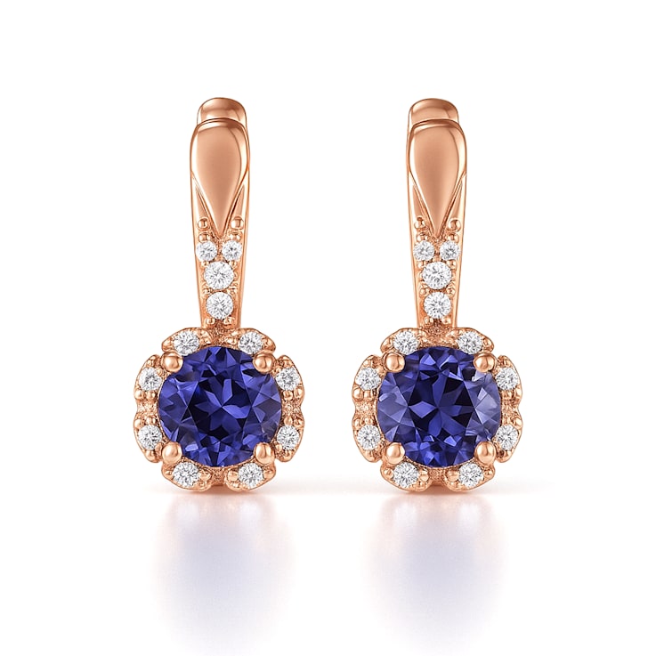 Blue lolite 14K Rose Gold Over Sterling Silver Drop Earrings