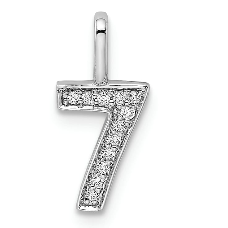 Rhodium Over 14k White Gold Diamond Number 7 Pendant