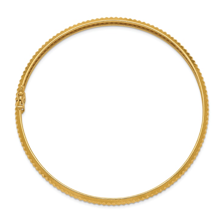 14K Yellow Gold Polished Textured Flexible Bangle