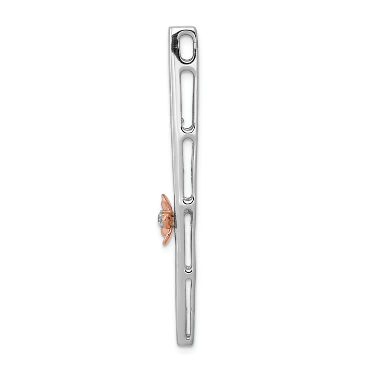 14k Yellow Gold and 14k Rose Gold Diamond Fancy Flower Chain Slide Pendant