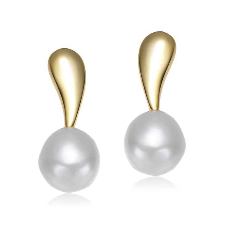 Freshwater Pearl Stud Earrings In 14K Gold Over Sterling Silver