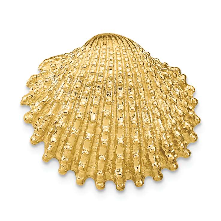 14k Yellow Gold Textured Scallop Shell Slide Pendant