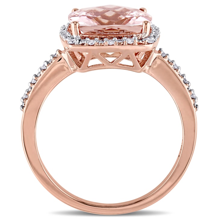 3.90ctw Morganite And Diamond 14k Rose Gold Halo Ring