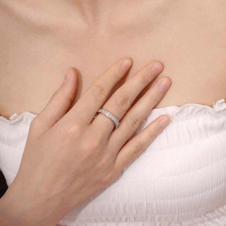 White Cubic Zirconia Platinum Over Sterling Silver Ring 3.54ctw