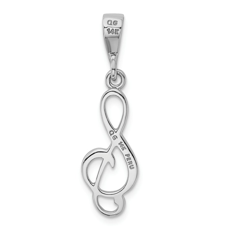 Rhodium Over 14k White Gold Treble Clef Pendant