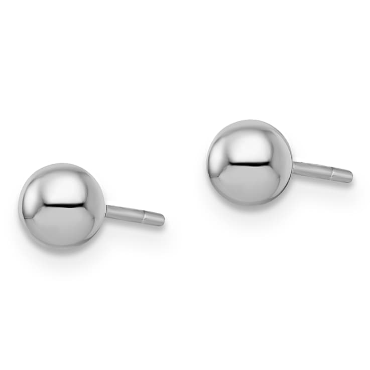 Rhodium Over Sterling Silver 5mm Polished Ball Stud Earrings