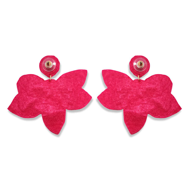 Pink Seed Beads With Clear Crystal Butterfly Earring