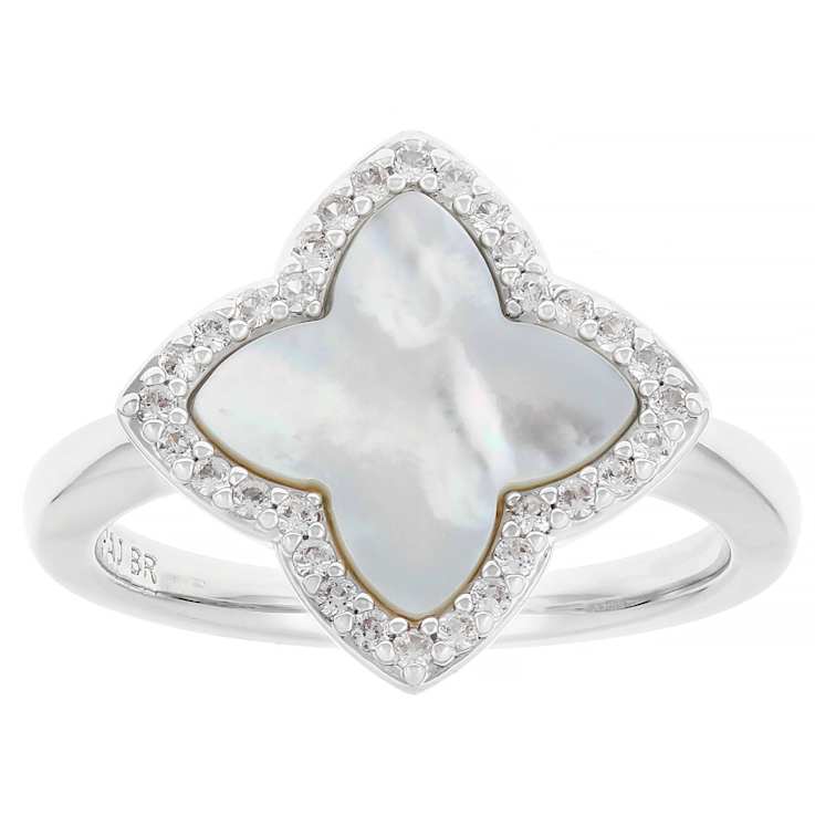 Clover Mother-Of-Pearl And Sapphire Ring