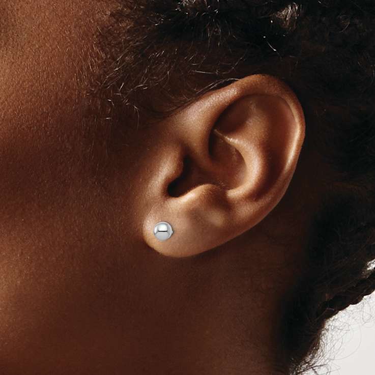 Rhodium Over Sterling Silver 5mm Polished Ball Stud Earrings