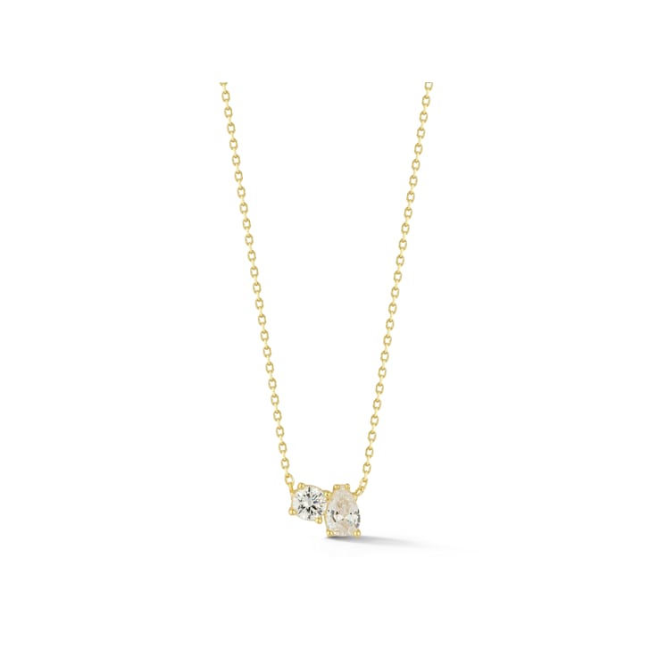 Sterling Statements 14K Yellow Gold Over Sterling Silver Cubic Zirconia
2 Stone Necklace