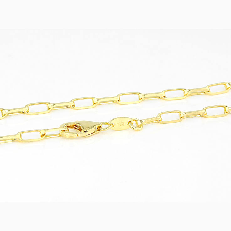 Elongated Paperclip LInk ChaIn Necklace In 18K Gold Over Sterling Silver 20"