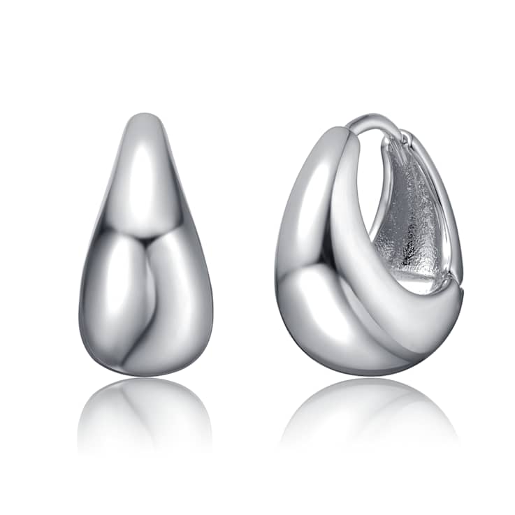 Gleaming Mini Huggie Earrings In Rhodium Over Brass