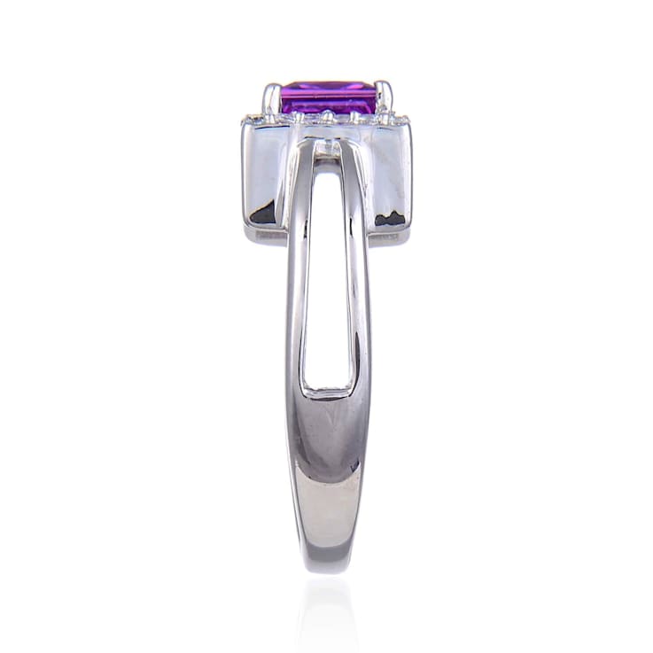 Lab Created Purple Sapphire with White Topaz Accents Sterling Silver
Halo with Split Shank Ring