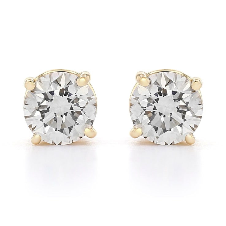 Certified White Lab-Grown Diamond H-I SI 14k Yellow Gold Stud Earrings 1.50ctw