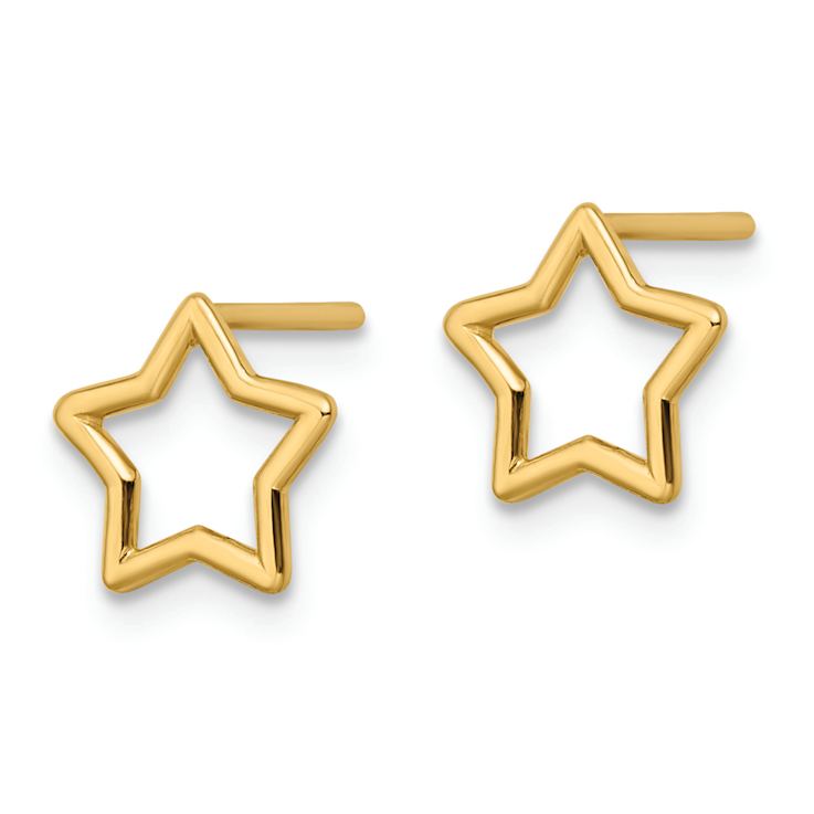 14k Yellow Gold Polished Star Stud Earrings