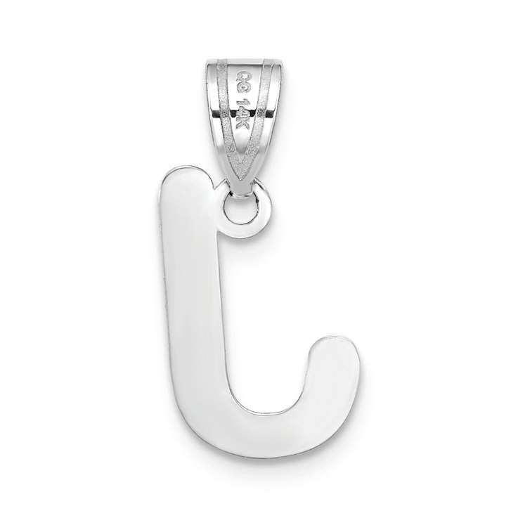 Rhodium Over 14k White Gold Polished Bubble Letter J Initial Pendant