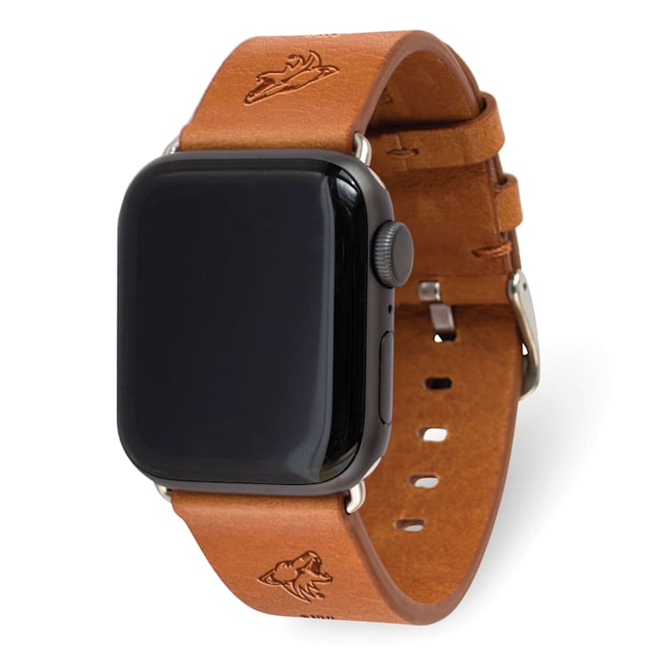 Gametime NHL Arizona Coyotes Tan Leather Apple Watch Band (42/44mm S/M).
Watch not included.