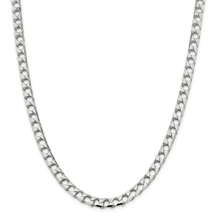 Sterling Silver 6.75mm Flat Open Curb Chain