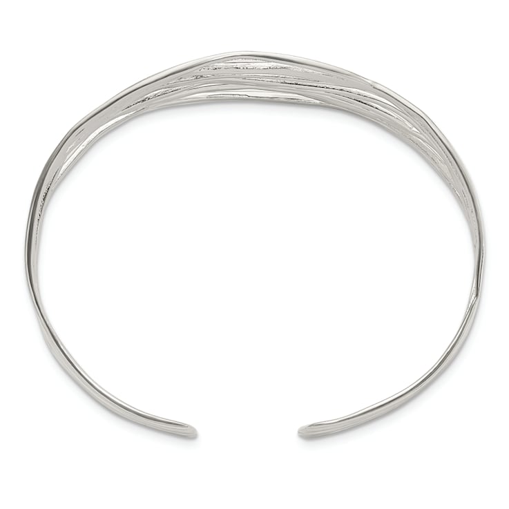 Sterling Silver Polished Multi-strand Cuff Bracelet