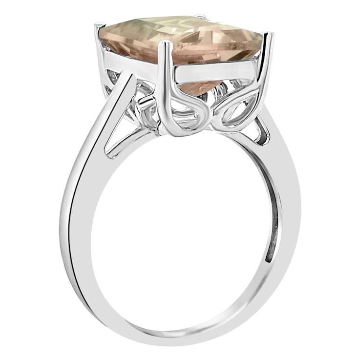 10x8mm Emerald Cut Labradorite Rhodium Over Sterling Silver Ring
