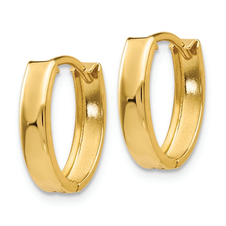 14k Yellow Gold 1/2" Polished Hinged Hoop Earrings
