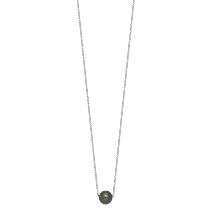 Rhodium Over Sterling Silver 8-9mm Semi-round Tahitian Saltwater
Cultured Pearl Necklace