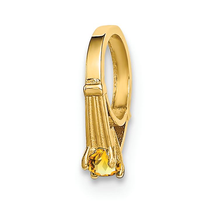 14k Yellow Gold 3D Ring with Yellow Cubic Zirconia November Birthstone Charm