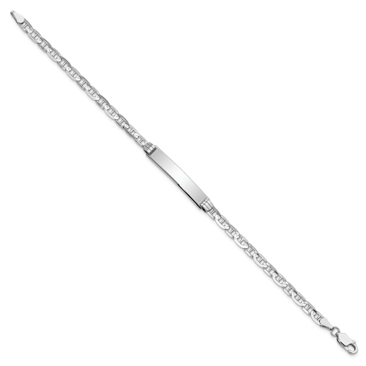 Rhodium Over 14k White Gold Mariner Link ID Bracelet