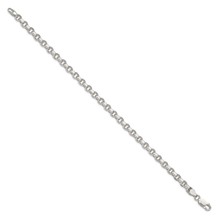 Sterling Silver 4mm Diamond-cut Rolo Chain Bracelet