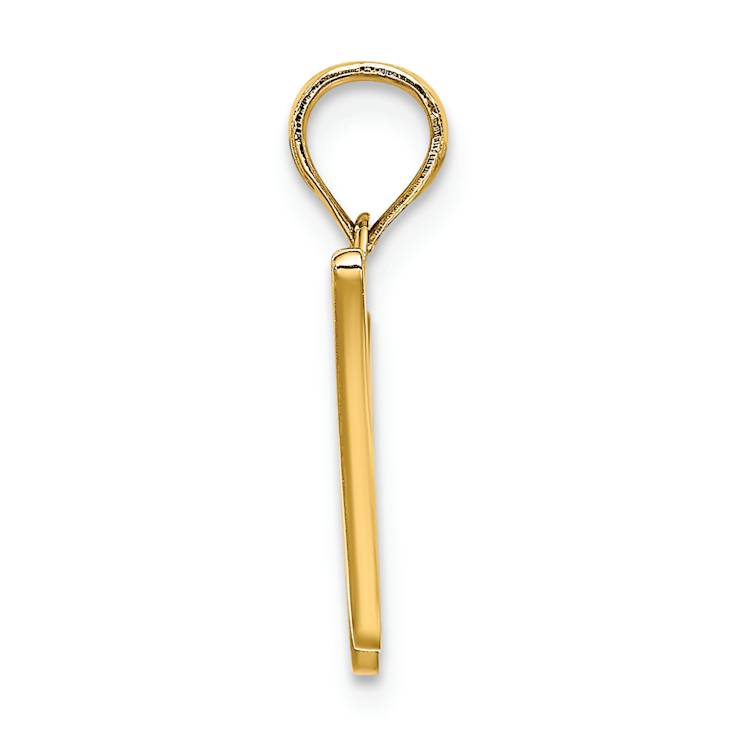 14k Yellow Gold Script Letter W Initial Pendant