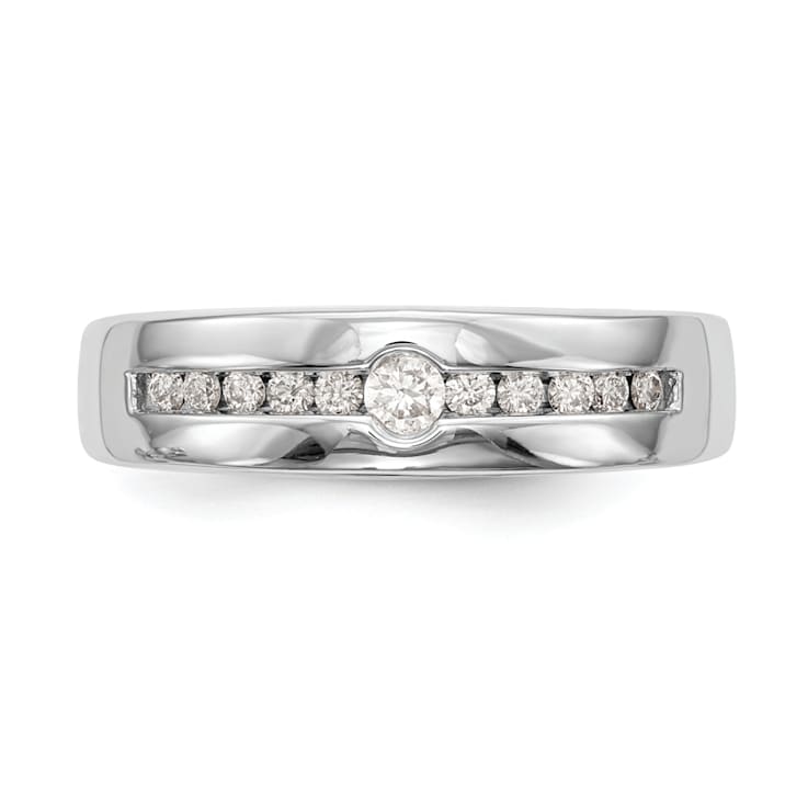 Rhodium Over 14K White Gold Lab Grown Diamond SI1/SI2, G H I, Men's Band