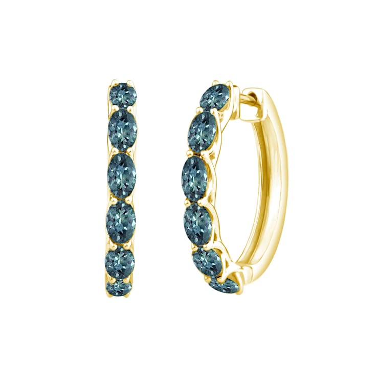 Oval Blue Sapphire 10K Yellow Gold Earrings 3.48ctw