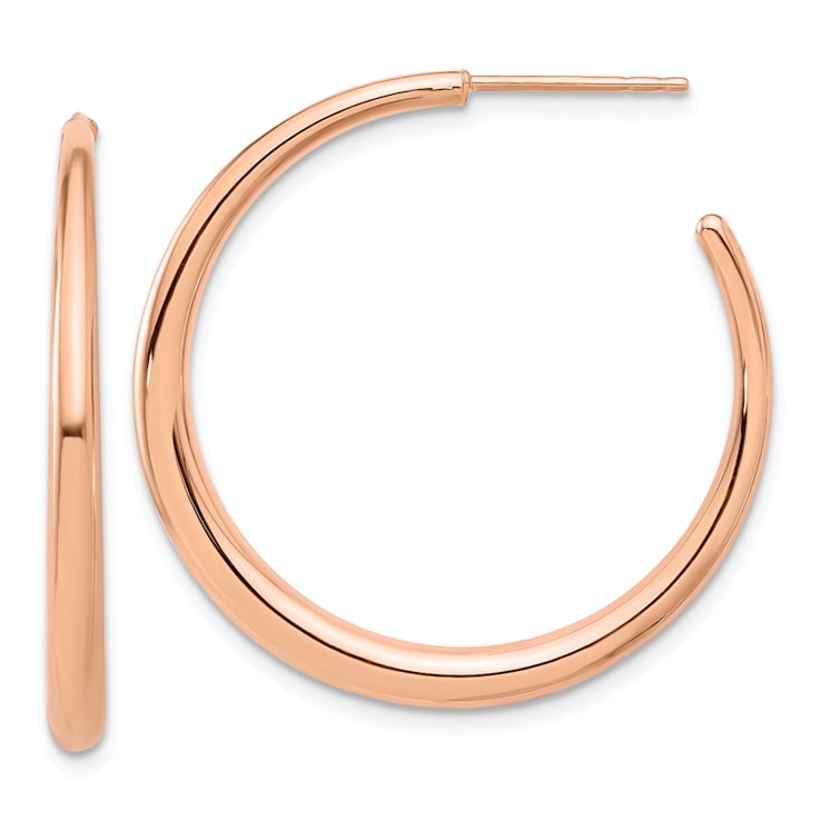 14k Rose Gold Polished 1 1/4" C-Hoop Earrings