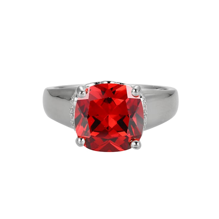 Red And White Cubic Zirconia Platinum Over Silver January Birthstone
Ring 7.23ctw