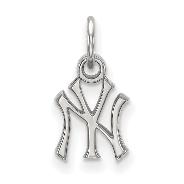 Rhodium Over Sterling Silver MLB New York Yankees LogoArt Pendant