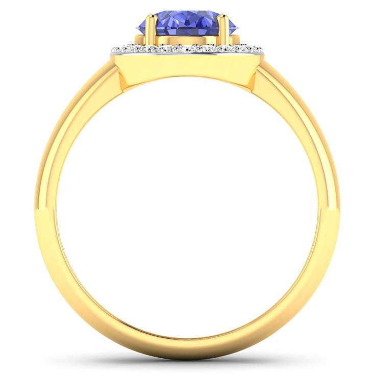1.63ctw Violet Tanzanite and Diamond 14K Yellow Gold Halo Ring