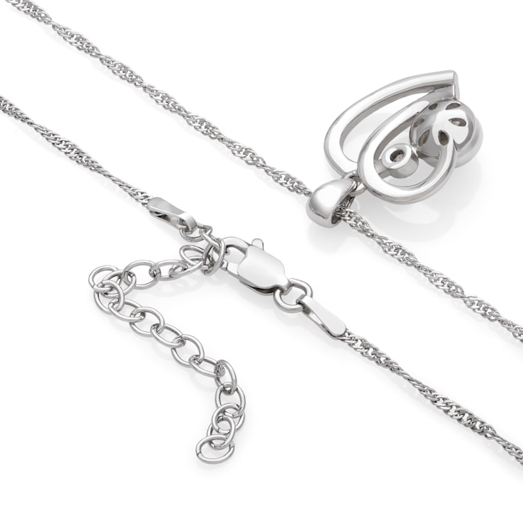 Sterling Silver Freshwater Pearl and Cubic Zirconia Pendant