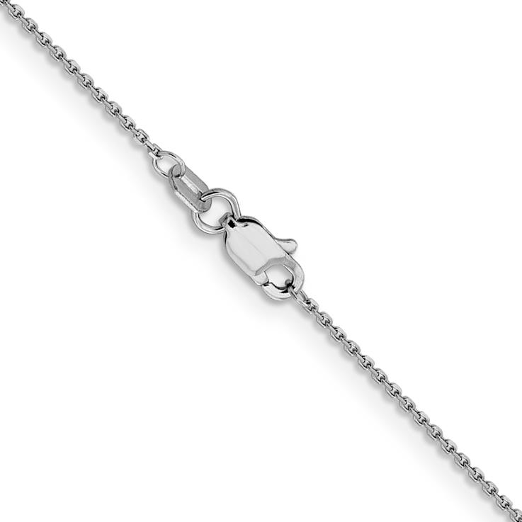 Rhodium Over 14k White Gold 0.9mm Solid Diamond-cut Round Open Link
Cable 26 Inch Chain
