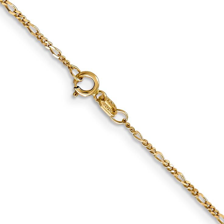 14k Yellow Gold 1.25mm Solid Flat Figaro 22 Inch Chain