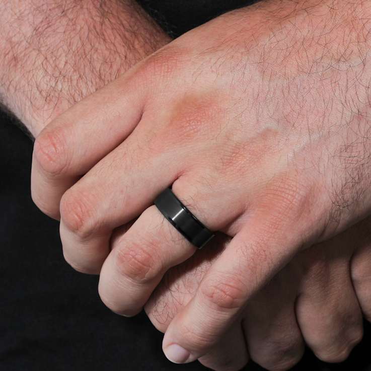 Robert Alton Men's Black Ion Plated 8mm Band Ring In Tungsten
