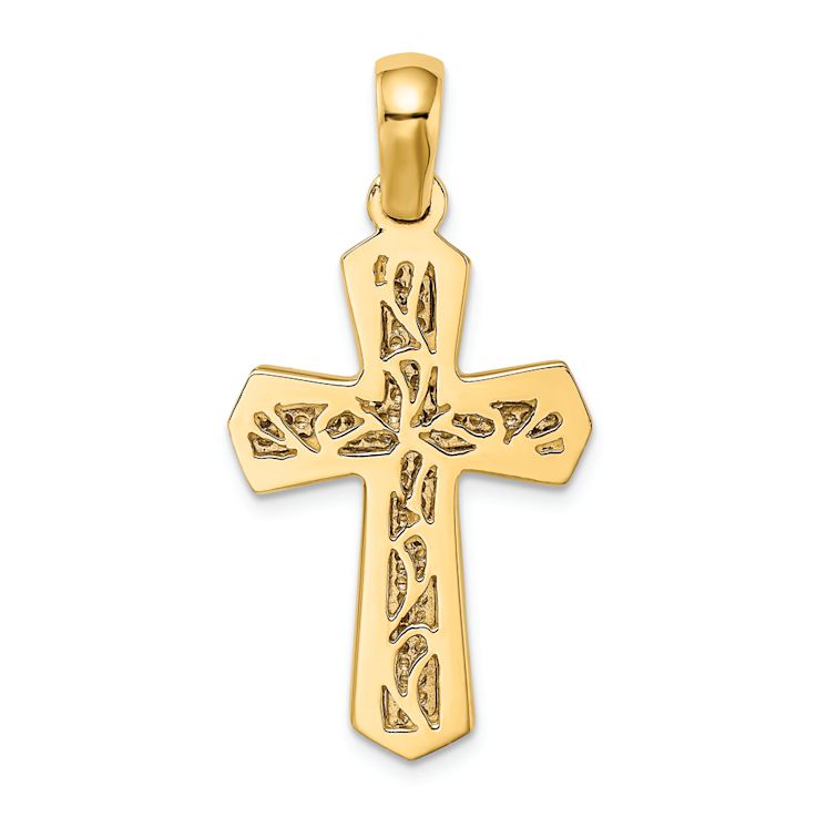 14K Two-tone Gold  Polished Cross Charm