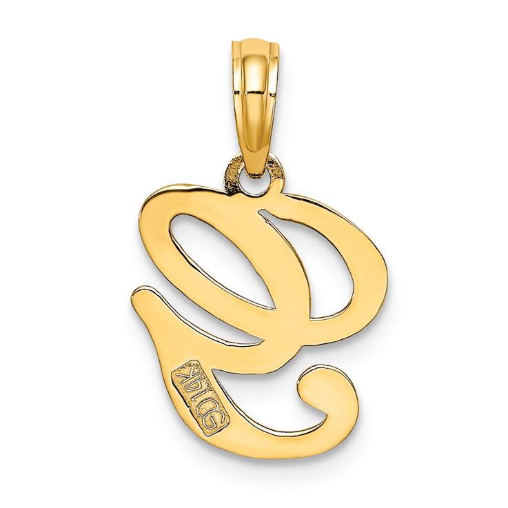 14k Yellow Gold Script Letter G Initial Pendant