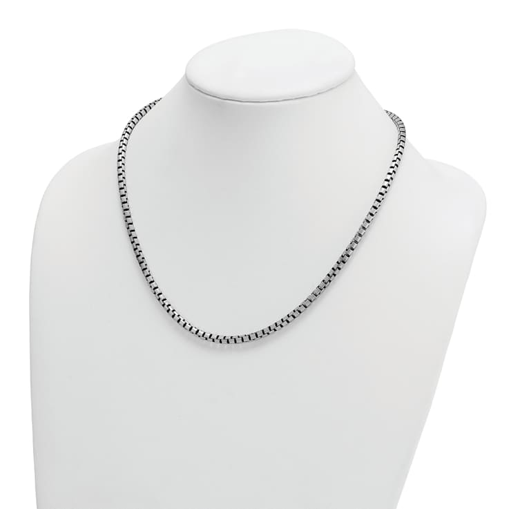Sterling Silver Antiqued and Satin 4.0mm Box 30 Inch Chain