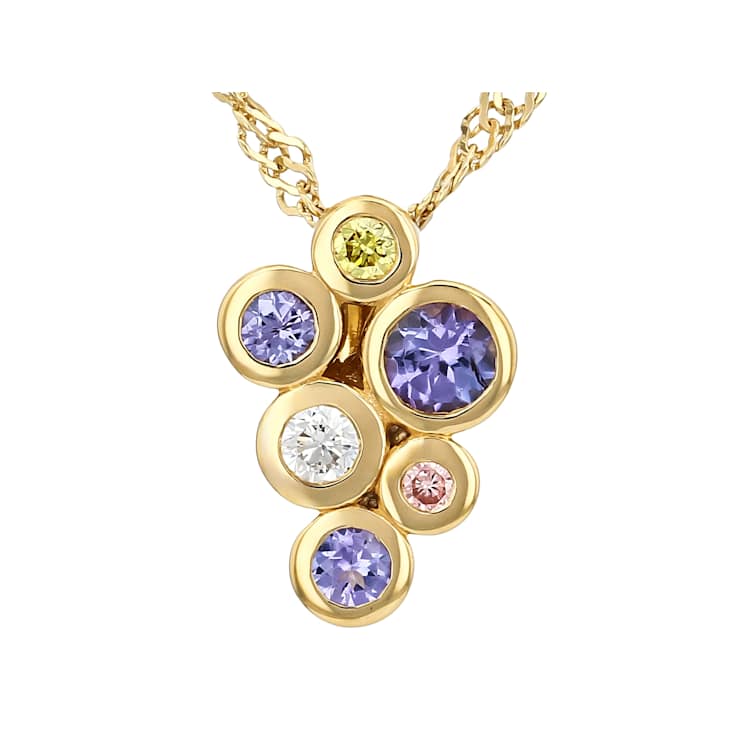Tanzanite And Lab-Grown Diamond Pendant Necklace In 18K Gold Over
Sterling Silver 0.40ctw