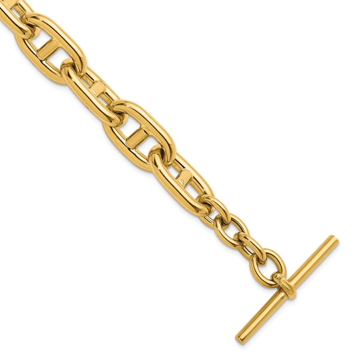 14K Yellow Gold Anchor Link 12.5mm 8.5 inch Toggle Bracelet
