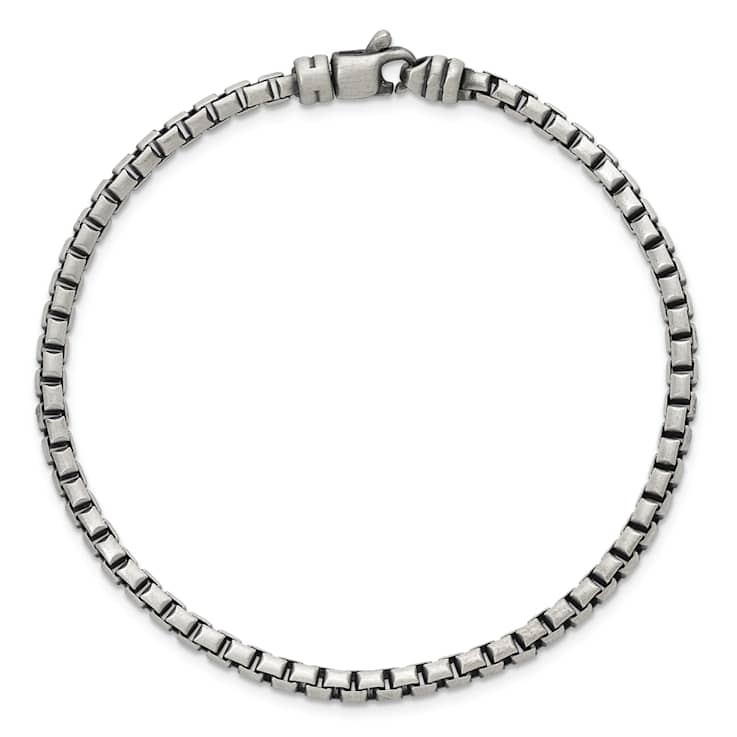 Sterling Silver Antiqued and Satin 3.2mm Box 8 Inch Chain