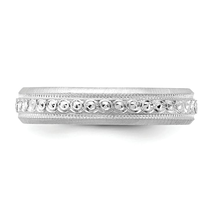 14K White Gold 3mm Design Etched Wedding Band