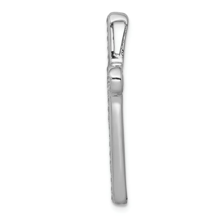 Rhodium Over 14k White Gold Diamond Latin Cross chain slide